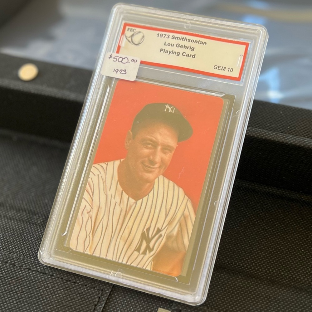1973 Smithsonian Lou Gehrig playing card graded GEM 10 - Picture 2 of 6
